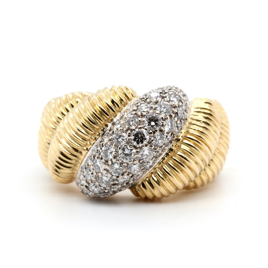 Diamond and 18ct Gold Statement Ring-Charlotte Sayers Antique Jewellery