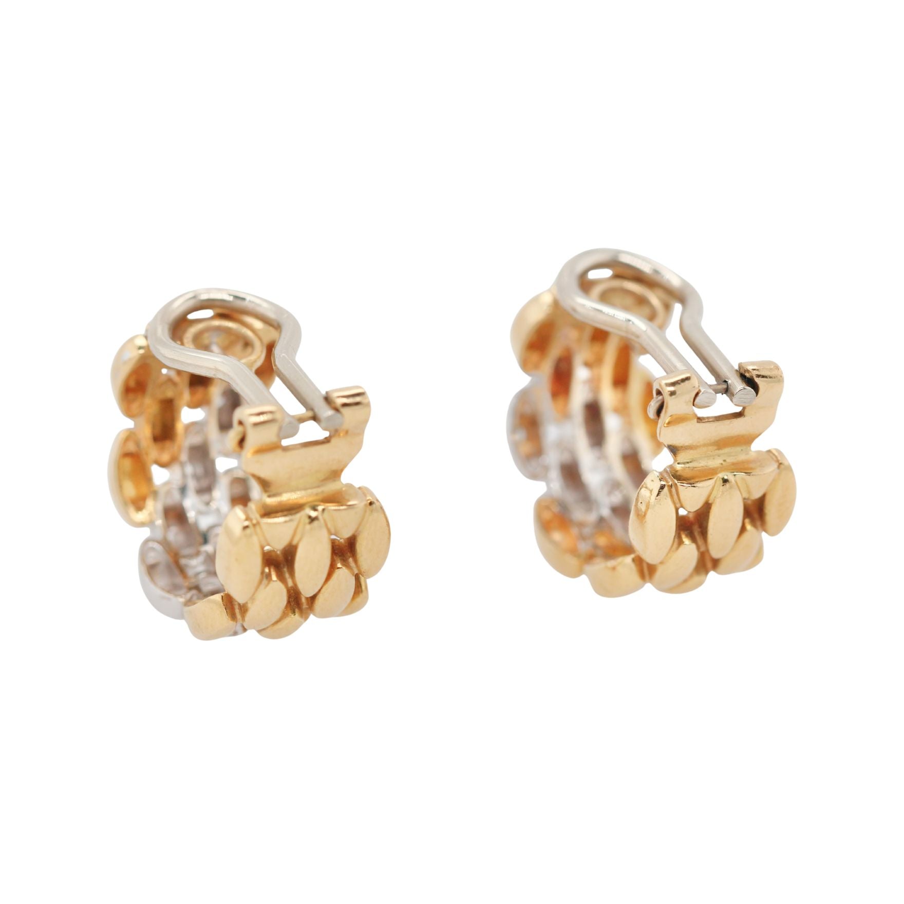 Diamond and Gold Clip Hoop Earrings-Charlotte Sayers Antique Jewellery