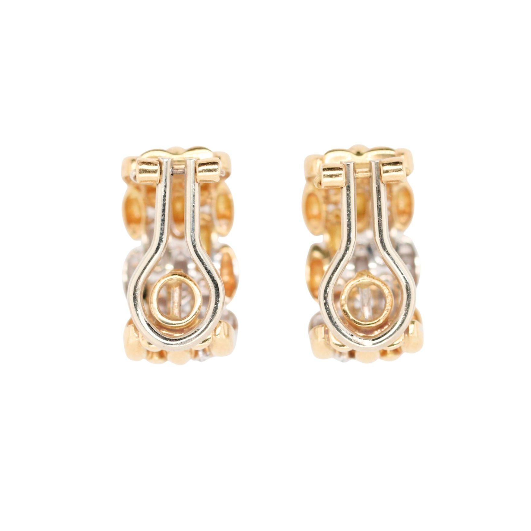 Diamond and Gold Clip Hoop Earrings-Charlotte Sayers Antique Jewellery