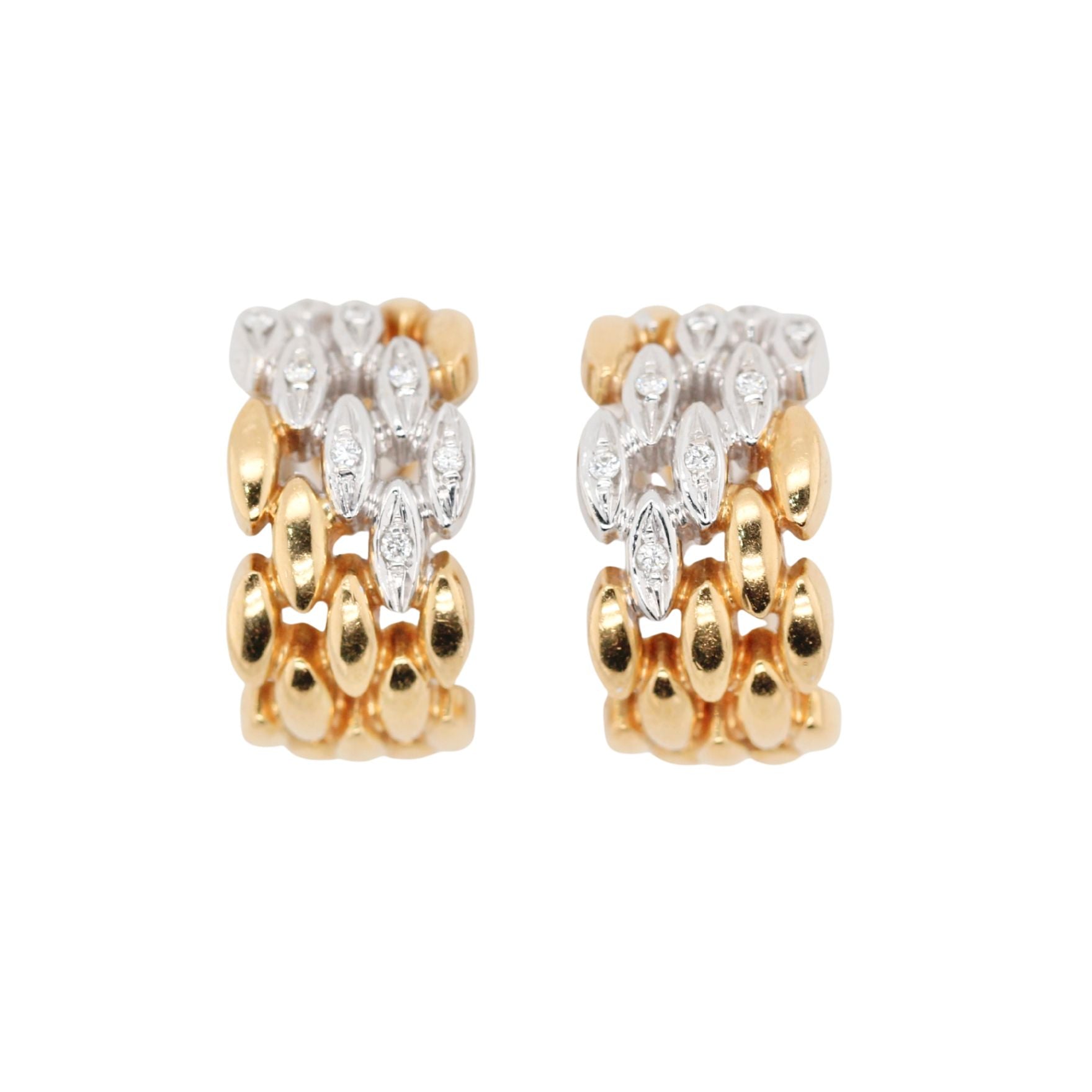 Diamond and Gold Clip Hoop Earrings-Charlotte Sayers Antique Jewellery