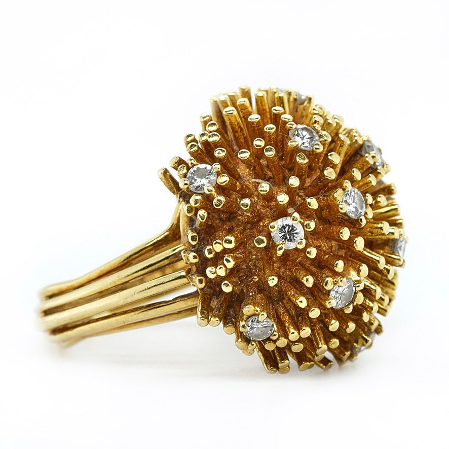 Diamond and Gold Cocktail Ring-Charlotte Sayers Antique Jewellery