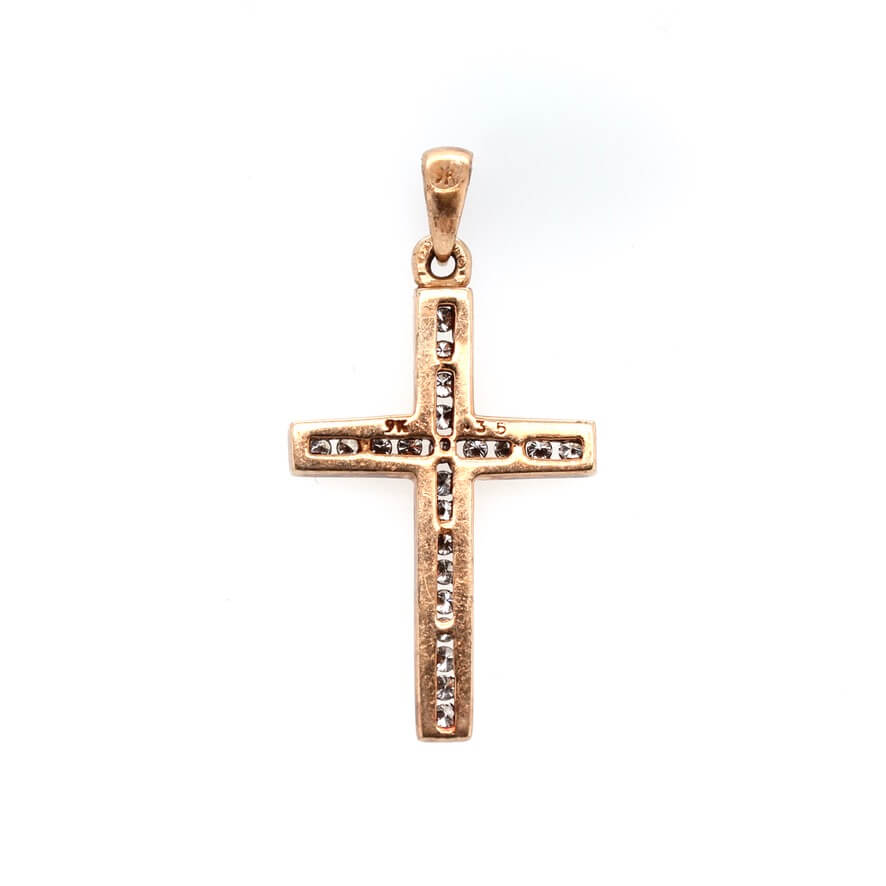 Diamond and Gold Cross Pendant-Charlotte Sayers Antique Jewellery