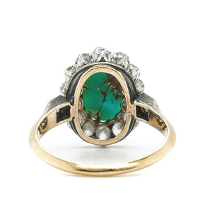 Edwardian Turquoise and Diamond Cluster Ring