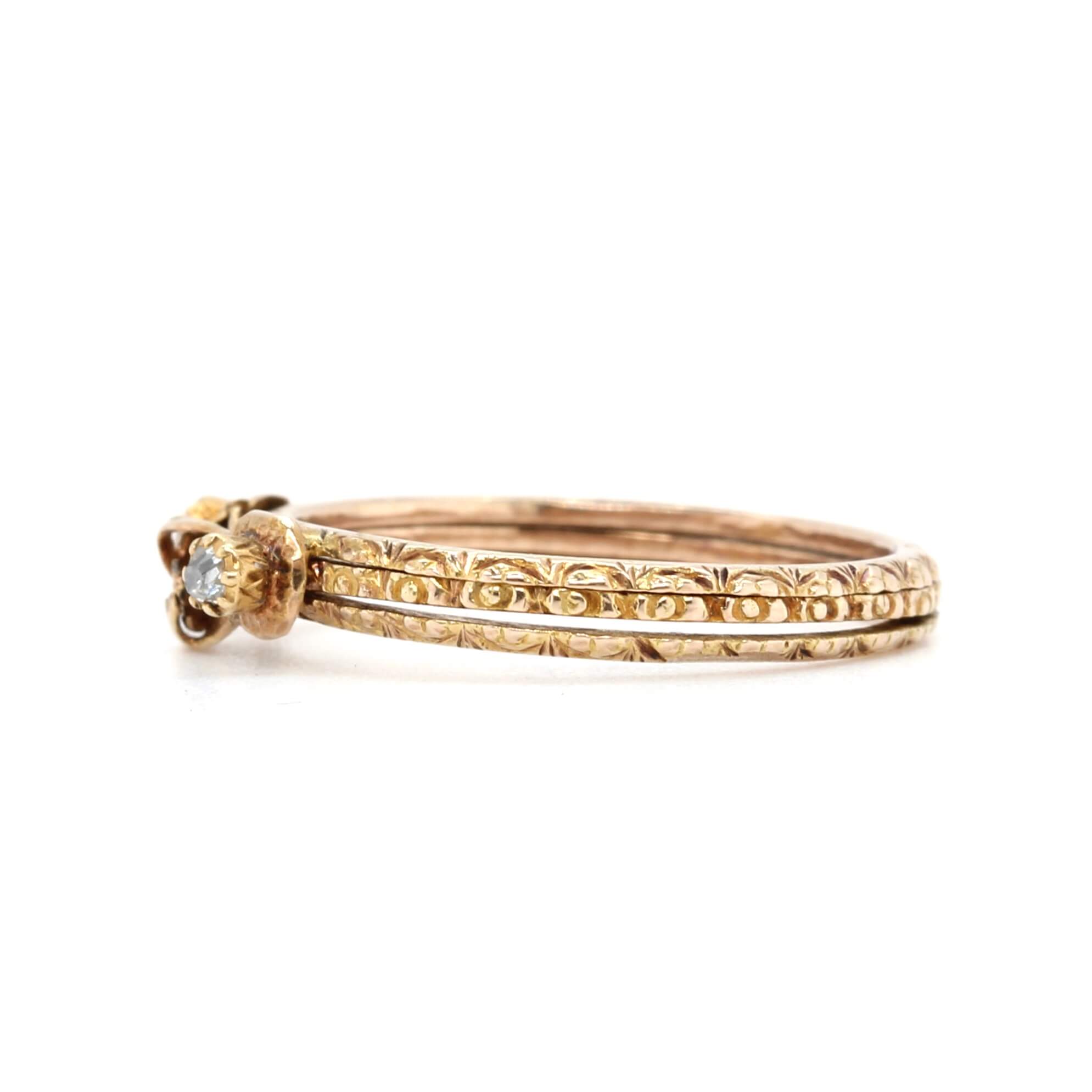 Victorian Gold and Diamond Fede Ring