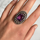 Early 19th Century Amethyst and Diamond Plaque Ring-Charlotte Sayers Antique Jewellery