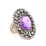 Early 19th Century Amethyst and Diamond Plaque Ring-Charlotte Sayers Antique Jewellery