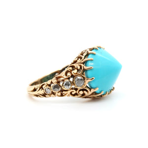 Early 20th Century Turquoise and Diamond Ring-Charlotte Sayers Antique Jewellery