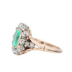 Early Victorian Emerald and Old Cut Diamond Cluster Ring-Charlotte Sayers Antique Jewellery