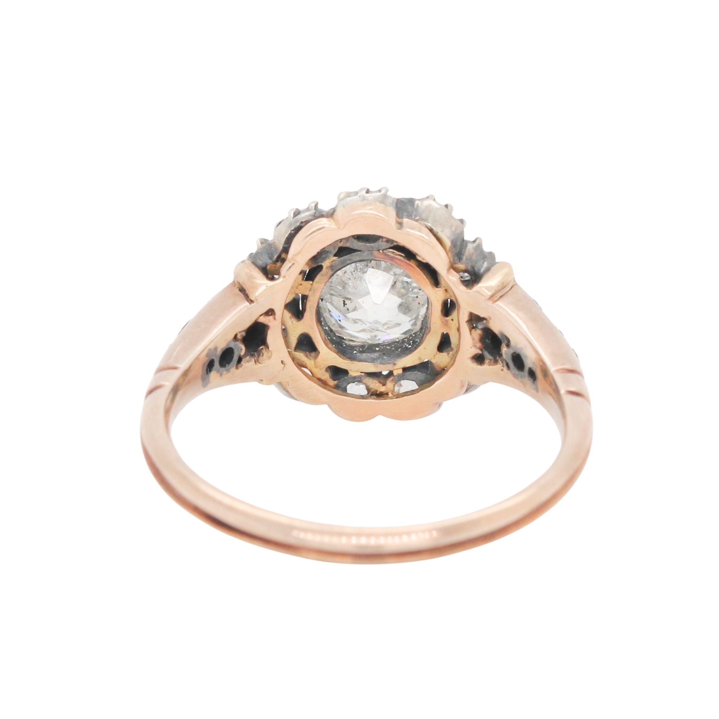 Early Victorian Old Cut Diamond Cluster Ring-Charlotte Sayers Antique Jewellery