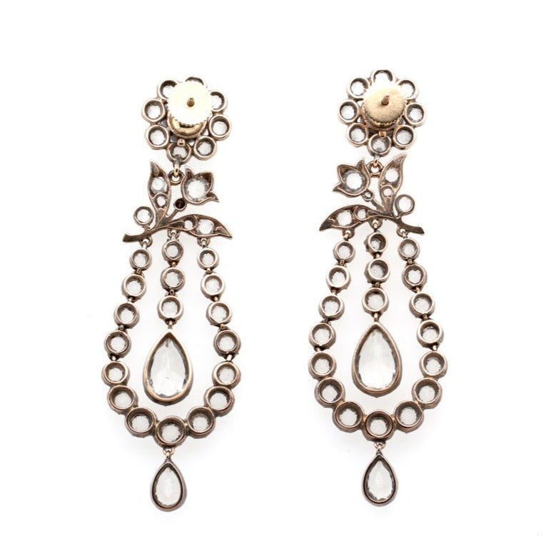 Early Victorian Paste Drop Earrings-Charlotte Sayers Antique Jewellery