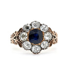 Early Victorian Sapphire and Diamond Cluster Ring-Charlotte Sayers Antique Jewellery