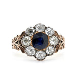 Early Victorian Sapphire and Diamond Cluster Ring-Charlotte Sayers Antique Jewellery