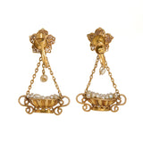 Victorian Pearl Basket Earrings