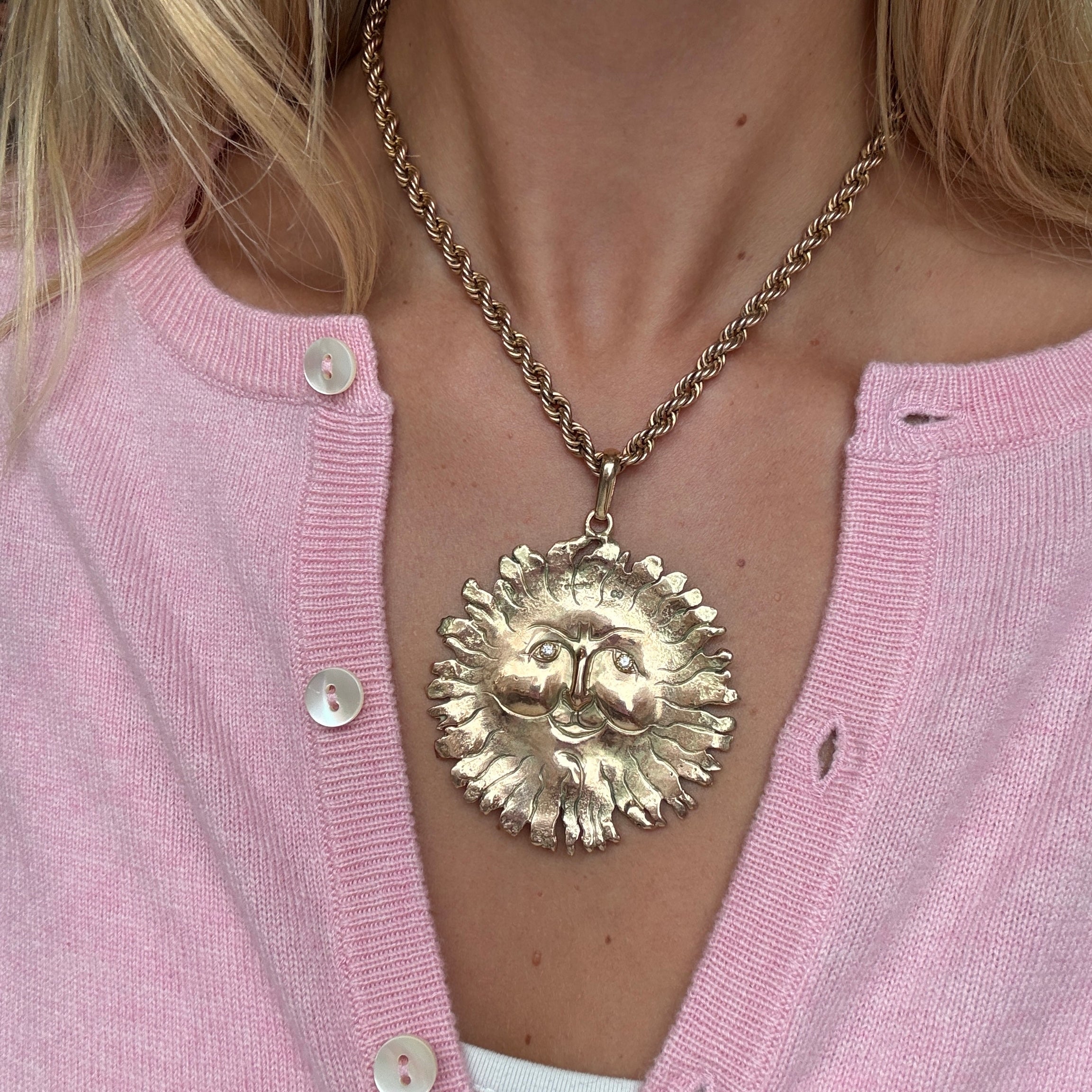 Edmund Kaszewski Smiling Sun Necklace-Charlotte Sayers Antique Jewellery