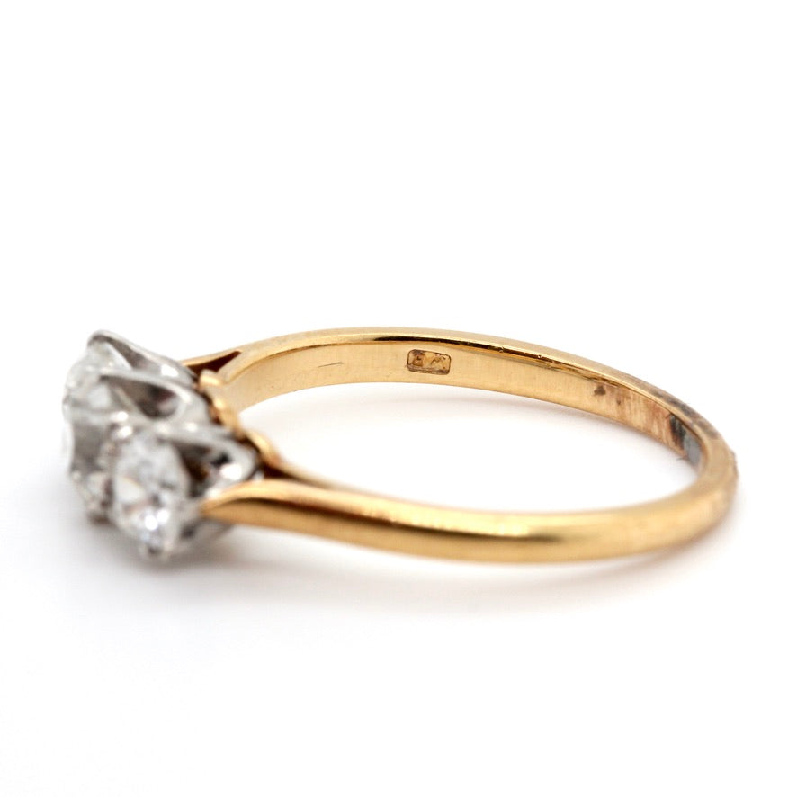 Edwardian 3 Stone Diamond Ring-Charlotte Sayers Antique Jewellery