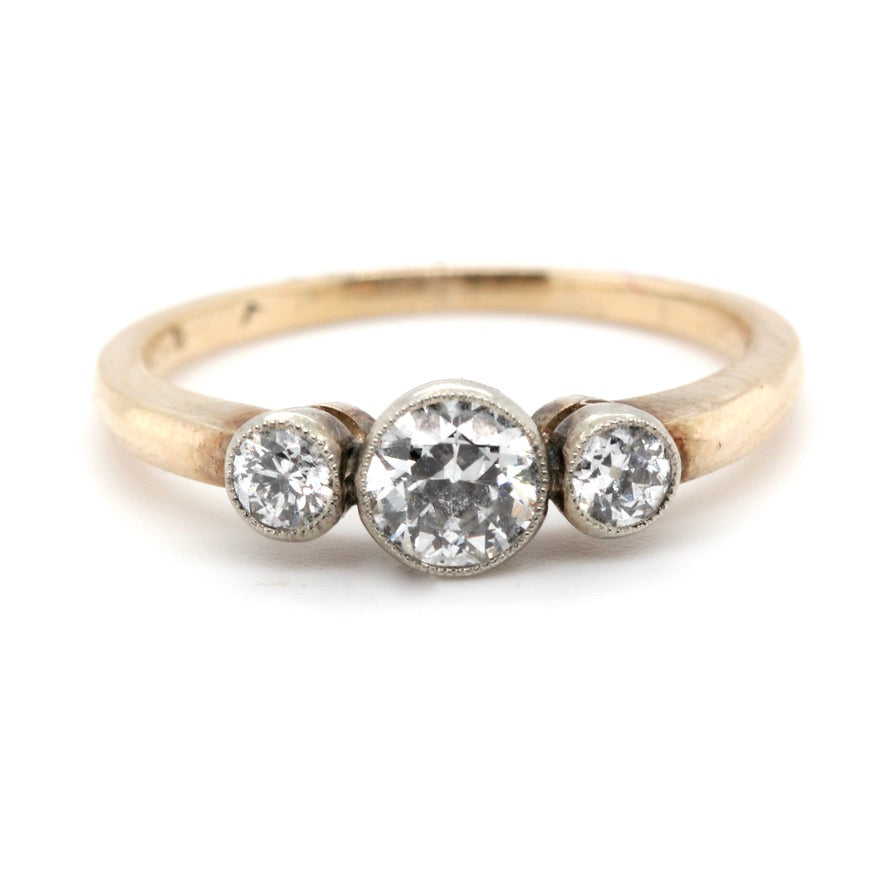 Edwardian 3 Stone Diamond Ring-Charlotte Sayers Antique Jewellery