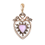 Edwardian Amethyst Enamel and Diamond Heart Pendant-Charlotte Sayers Antique Jewellery