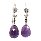 Edwardian Amethyst and Diamond Earrings-Charlotte Sayers Antique Jewellery