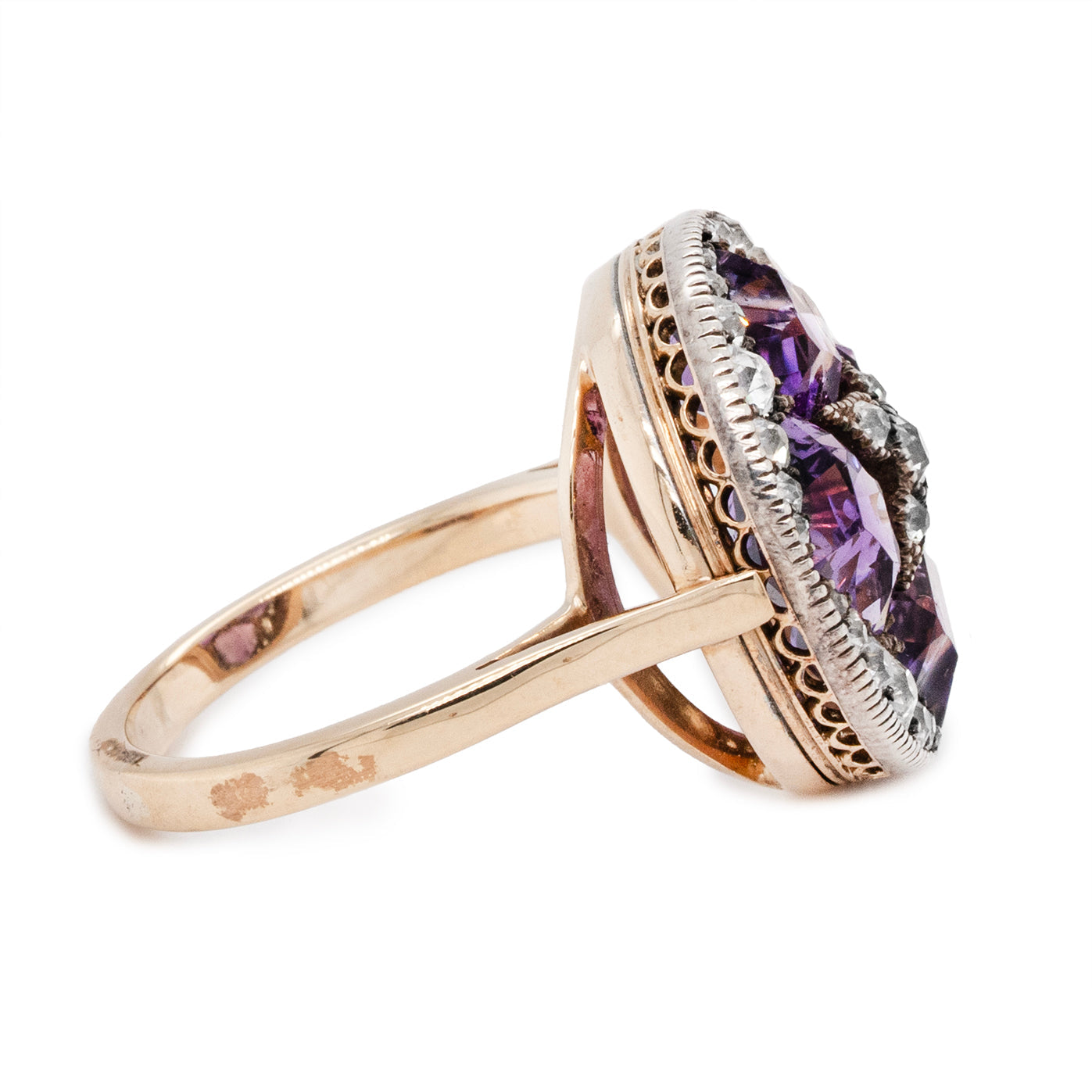 Edwardian Amethyst and Diamond Ring-Charlotte Sayers Antique Jewellery