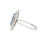 Edwardian Aquamarine and Diamond Cluster Ring-Charlotte Sayers Antique Jewellery