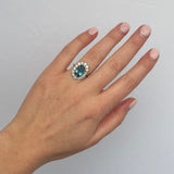 Edwardian Aquamarine and Diamond Cluster Ring-Charlotte Sayers Antique Jewellery