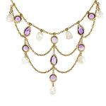 Edwardian Baroque Pearl and Amethyst Necklace-Charlotte Sayers Antique Jewellery