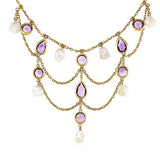 Edwardian Baroque Pearl and Amethyst Necklace-Charlotte Sayers Antique Jewellery