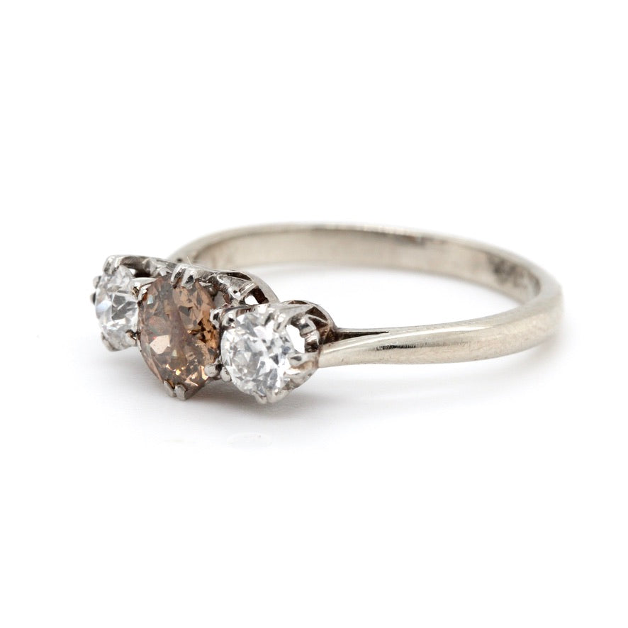 Edwardian Brown Diamond Ring-Charlotte Sayers Antique Jewellery