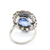 Edwardian Ceylonese Sapphire and Diamond Cluster Ring-Charlotte Sayers Antique Jewellery