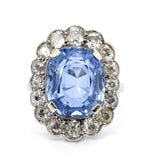 Edwardian Ceylonese Sapphire and Diamond Cluster Ring-Charlotte Sayers Antique Jewellery