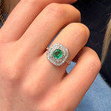 Edwardian Colombian Emerald and Diamond Ring-Charlotte Sayers Antique Jewellery