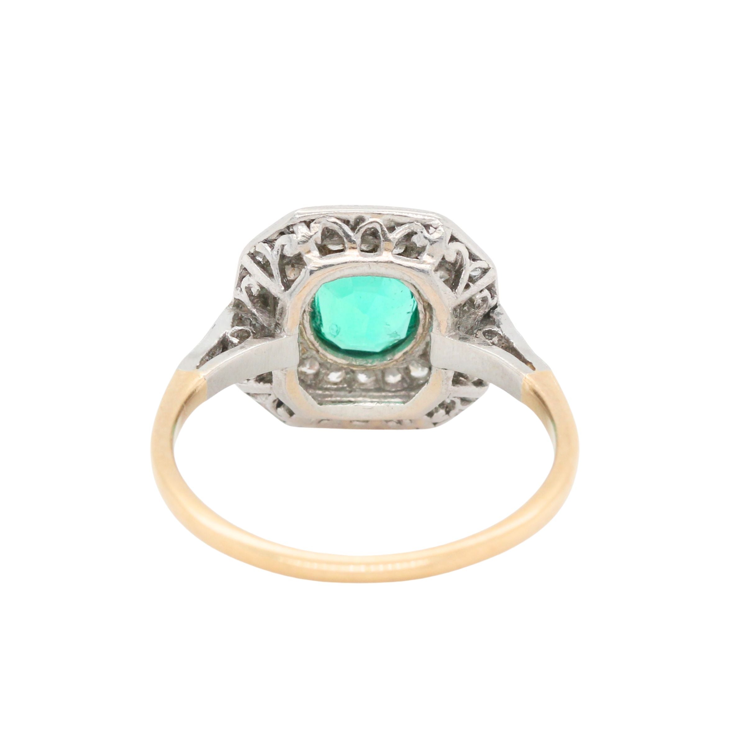 Edwardian Colombian Emerald and Diamond Ring-Charlotte Sayers Antique Jewellery