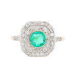 Edwardian Colombian Emerald and Diamond Ring-Charlotte Sayers Antique Jewellery