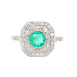 Edwardian Colombian Emerald and Diamond Ring-Charlotte Sayers Antique Jewellery