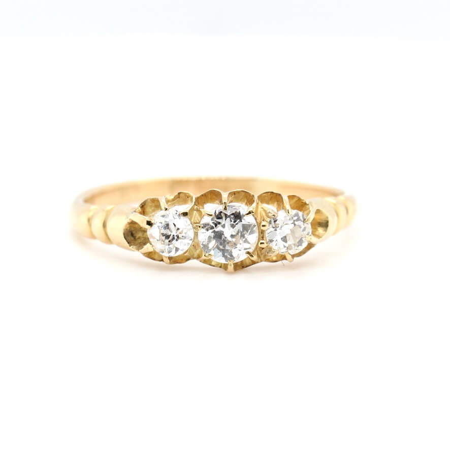 Edwardian Diamond 3 Stone Ring-Charlotte Sayers Antique Jewellery