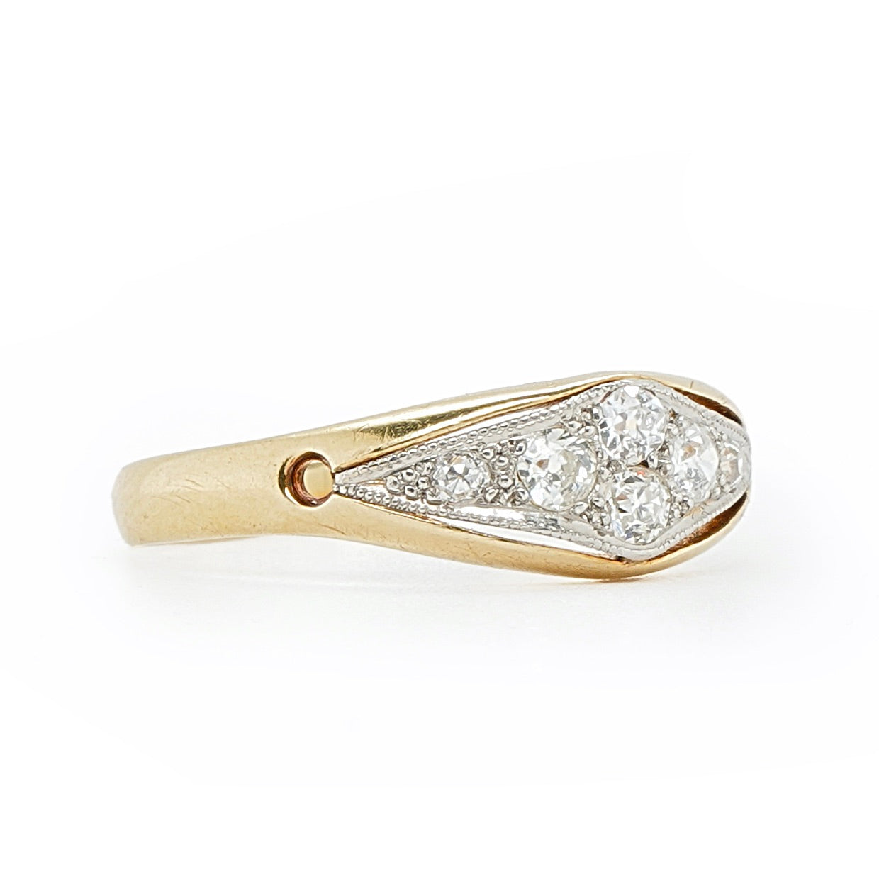 Edwardian Diamond Boat Ring-Charlotte Sayers Antique Jewellery