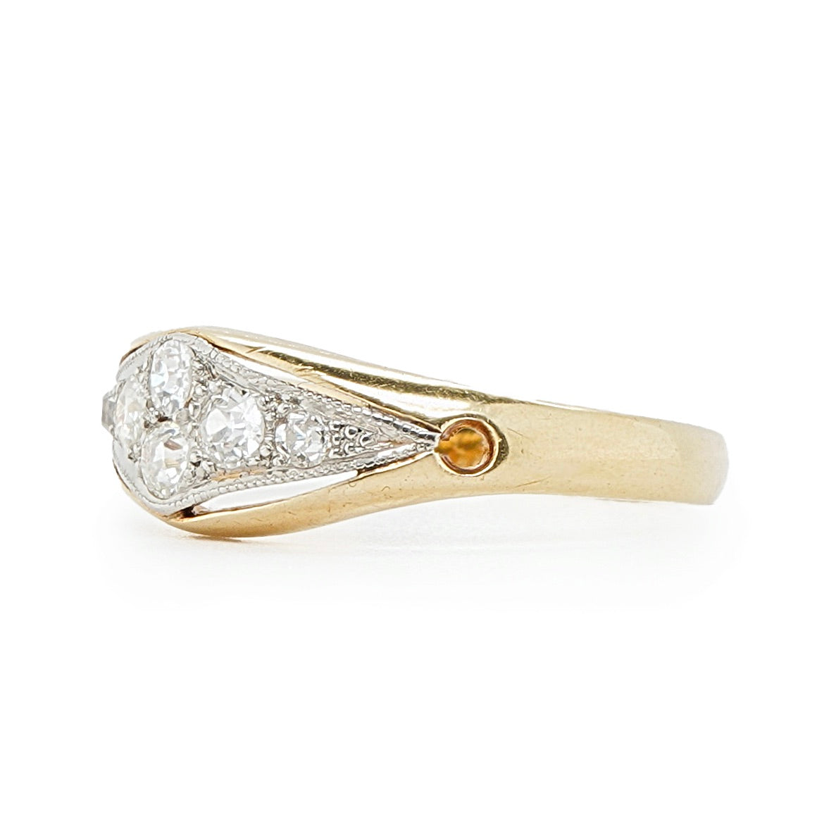 Edwardian Diamond Boat Ring-Charlotte Sayers Antique Jewellery