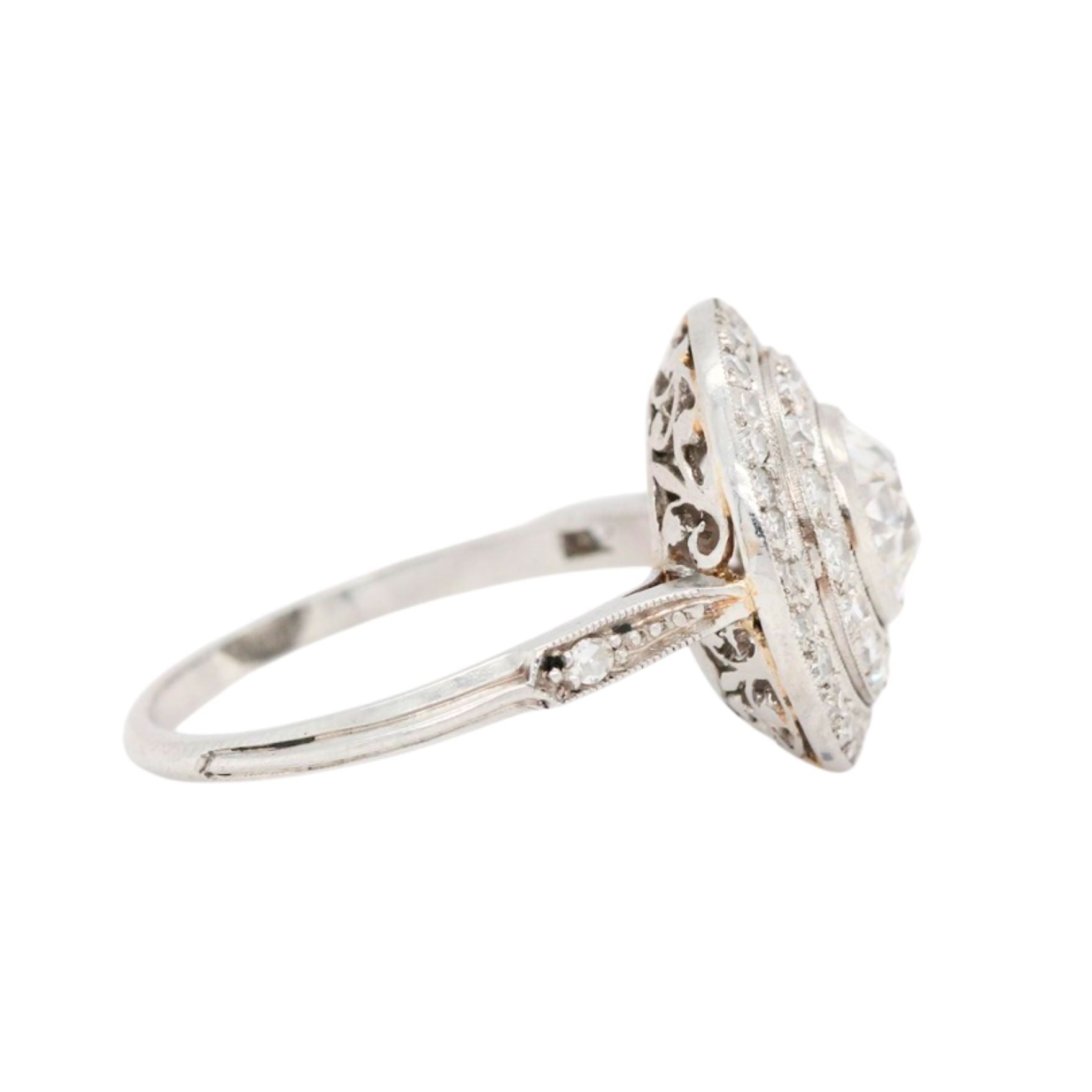 Edwardian Diamond Circular Cluster Ring-Charlotte Sayers Antique Jewellery