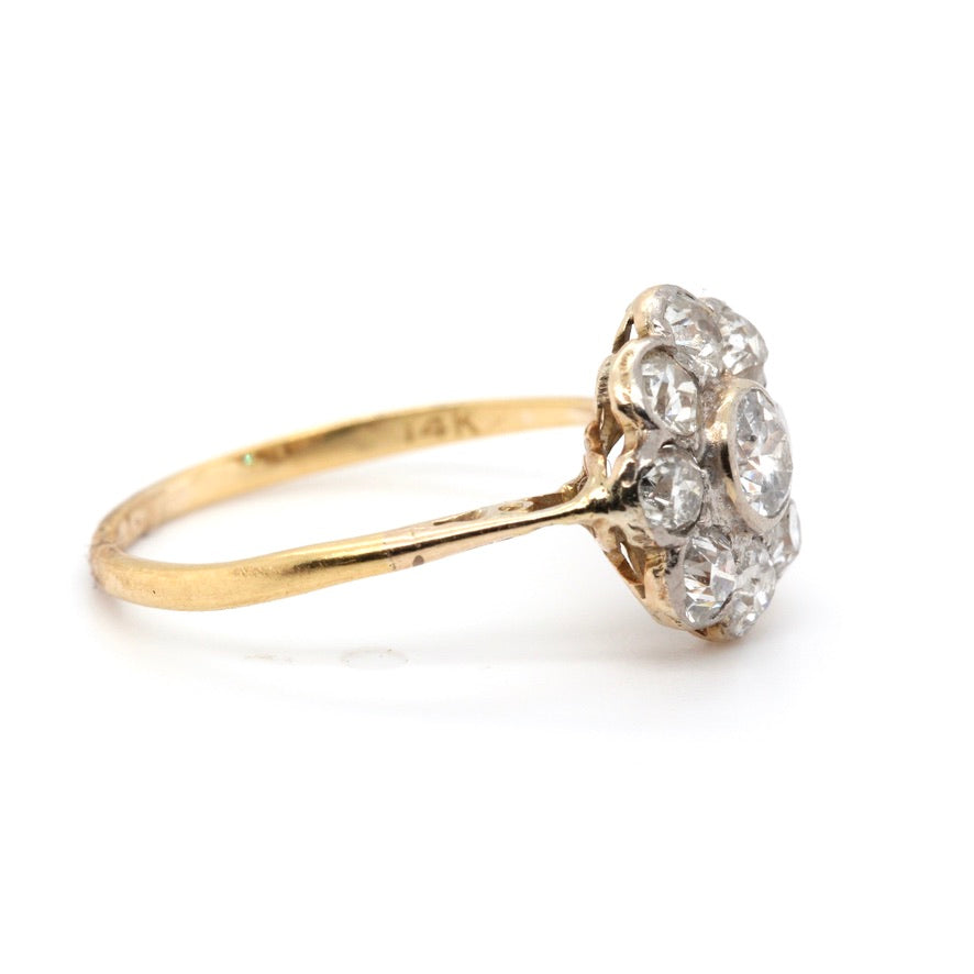 Edwardian Diamond Cluster Ring-Charlotte Sayers Antique Jewellery