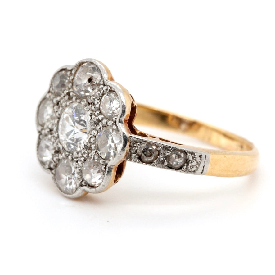 Edwardian Diamond Cluster Ring-Charlotte Sayers Antique Jewellery