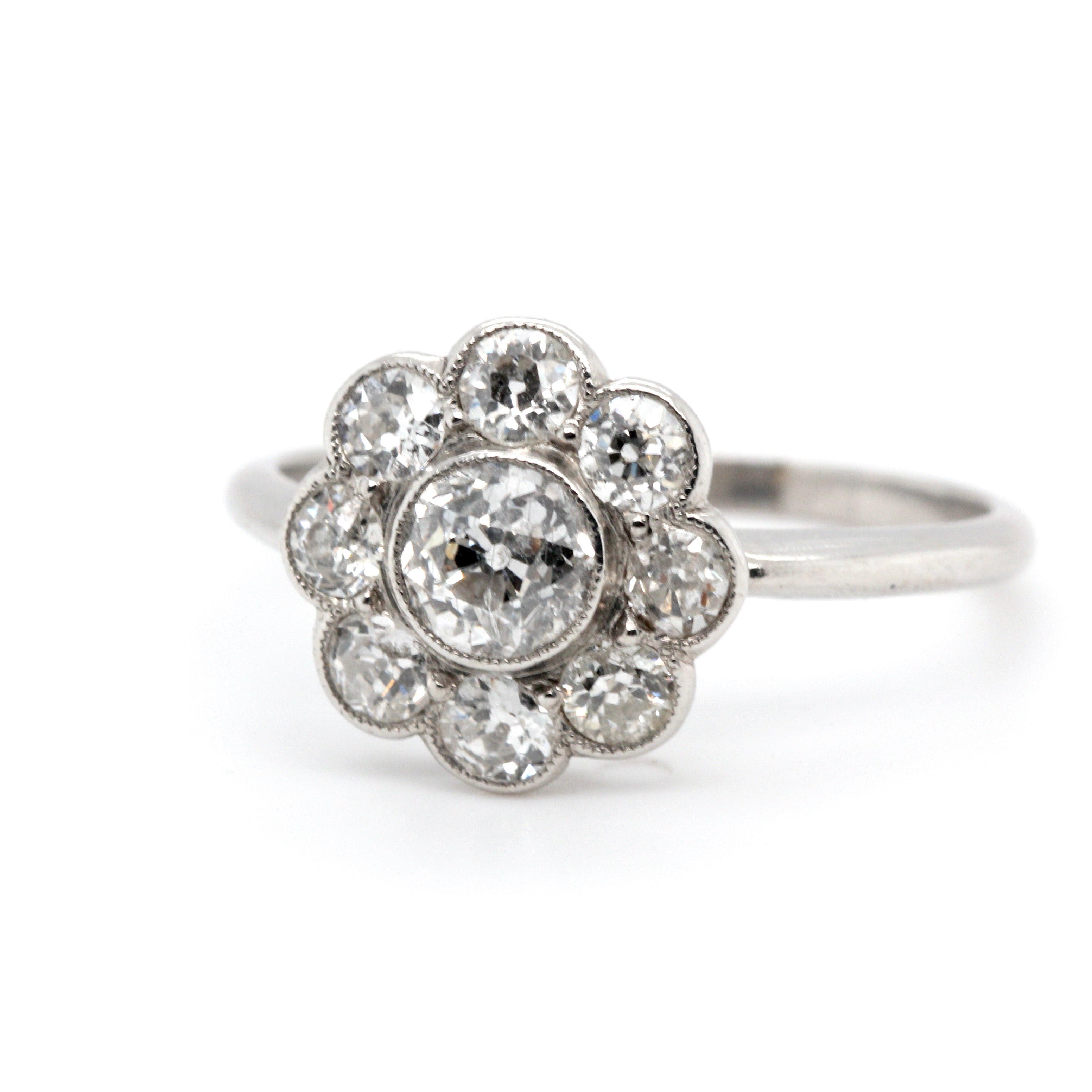 Edwardian Diamond Cluster Ring-Charlotte Sayers Antique Jewellery