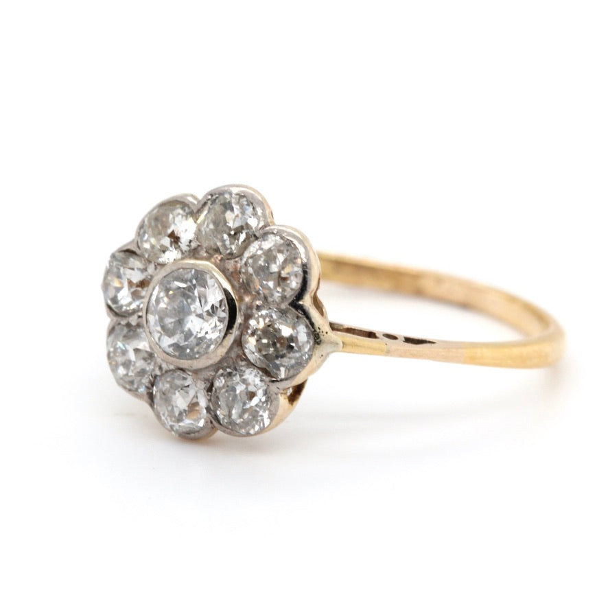 Edwardian Diamond Cluster Ring-Charlotte Sayers Antique Jewellery