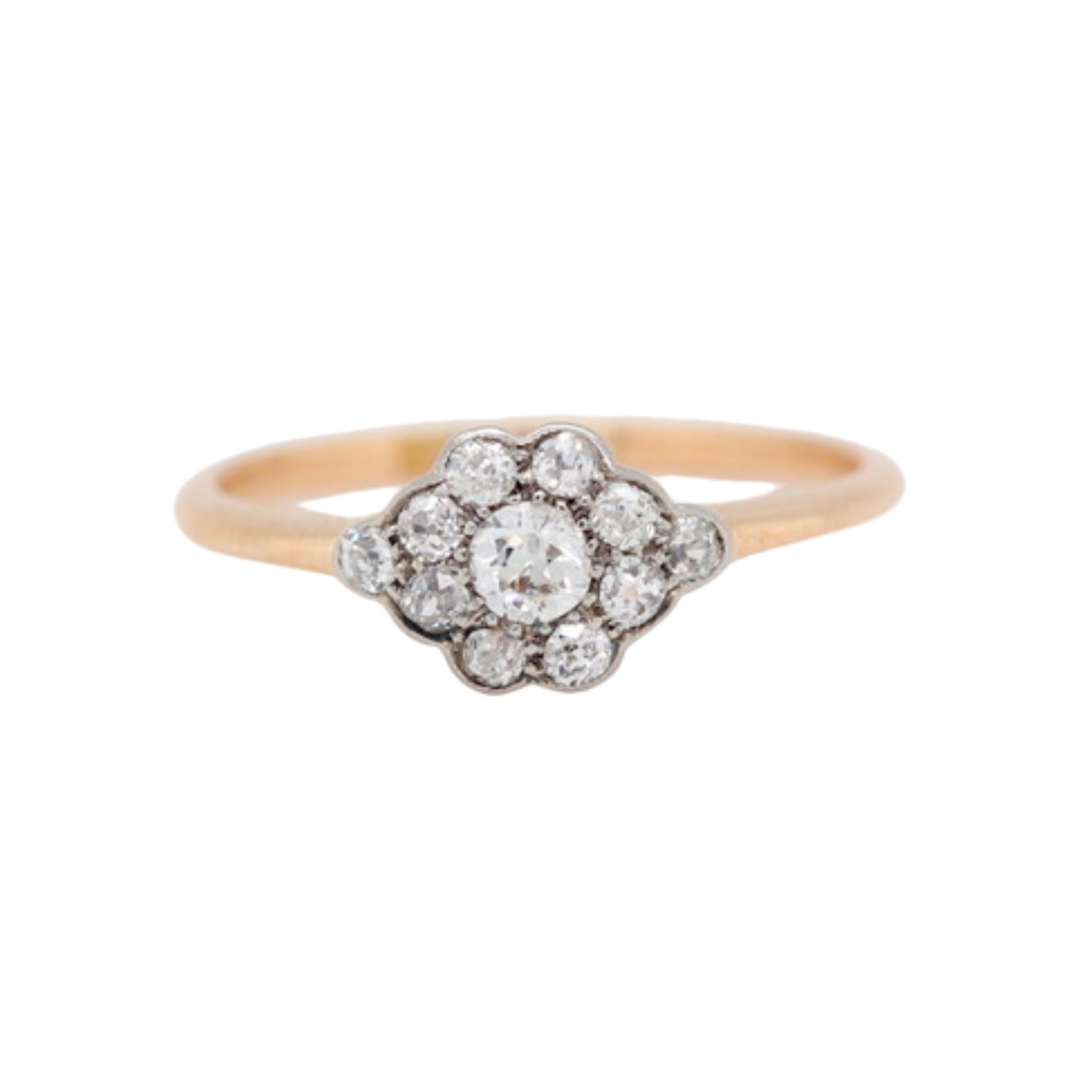 Edwardian Diamond Cluster Ring-Charlotte Sayers Antique Jewellery