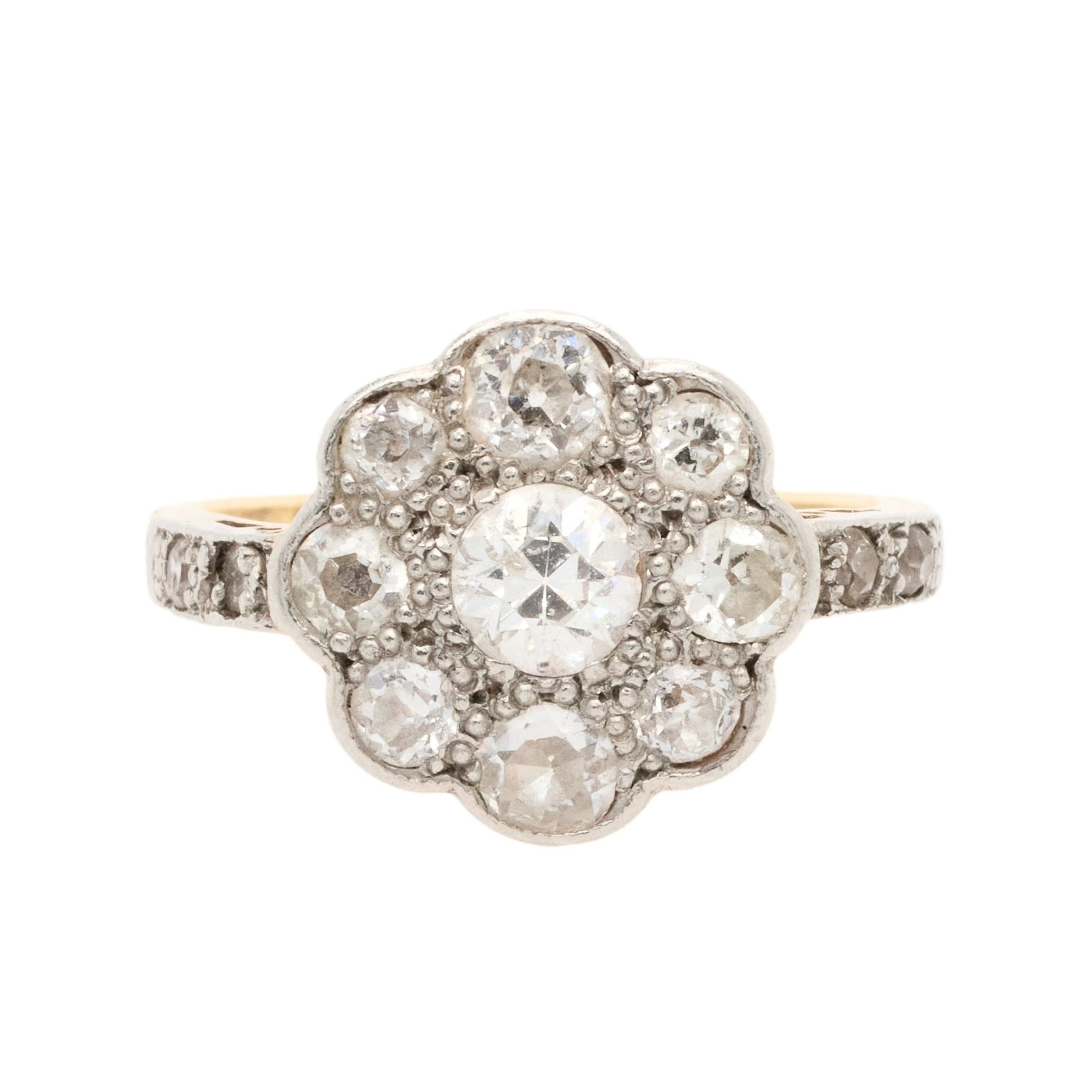 Edwardian Diamond Cluster Ring-Charlotte Sayers Antique Jewellery