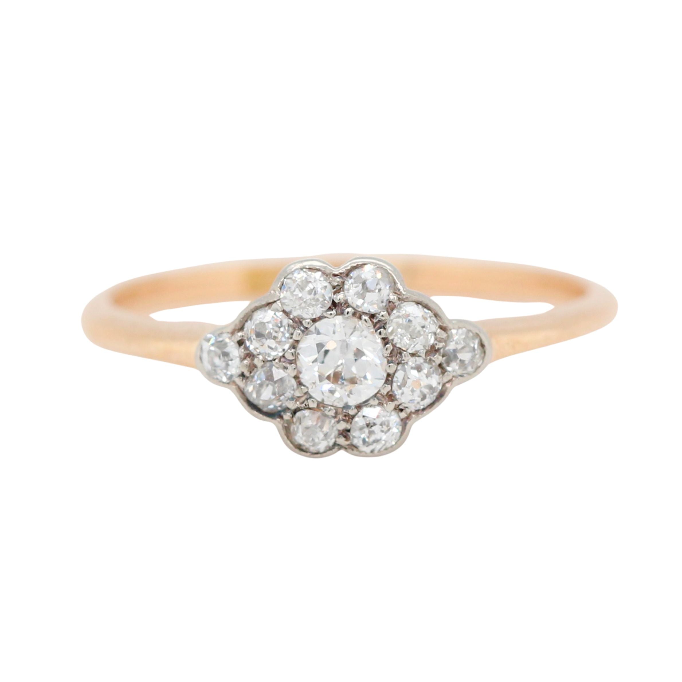 Edwardian Diamond Cluster Ring-Charlotte Sayers Antique Jewellery