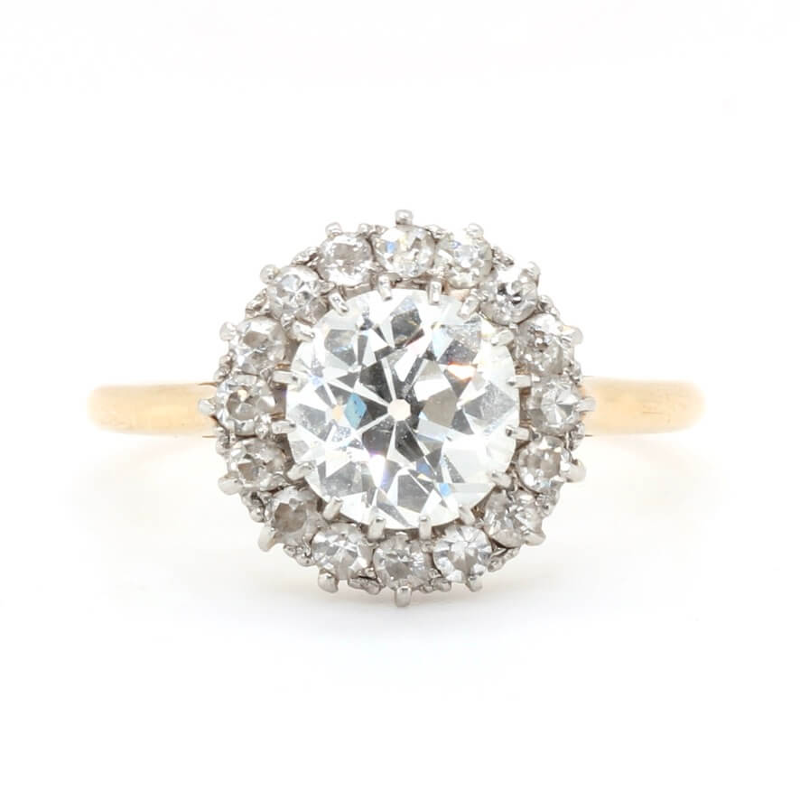 Edwardian Diamond Cluster Ring-Charlotte Sayers Antique Jewellery