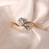 Edwardian Diamond Crossover Ring-Charlotte Sayers Antique Jewellery