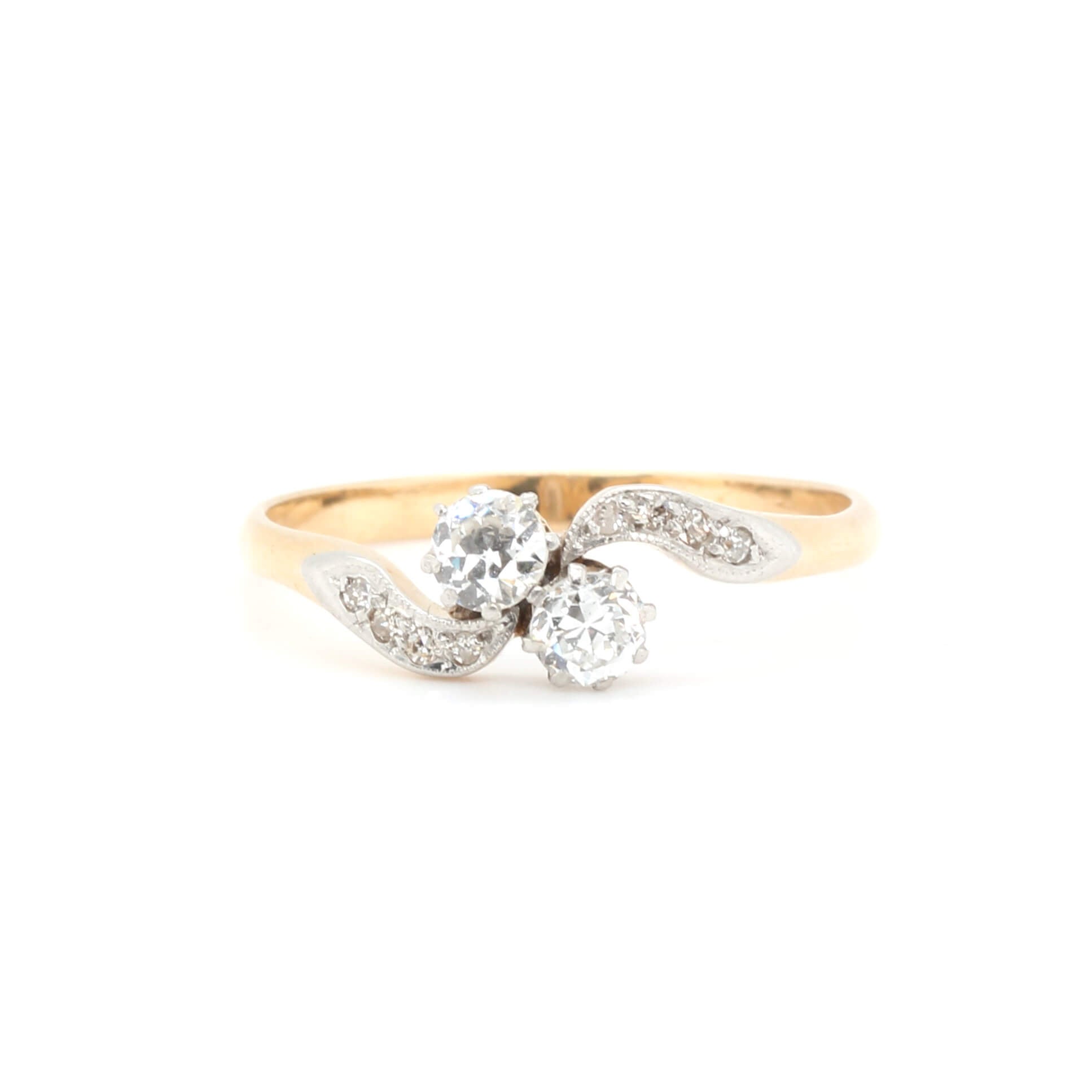 Edwardian Diamond Crossover Ring-Charlotte Sayers Antique Jewellery