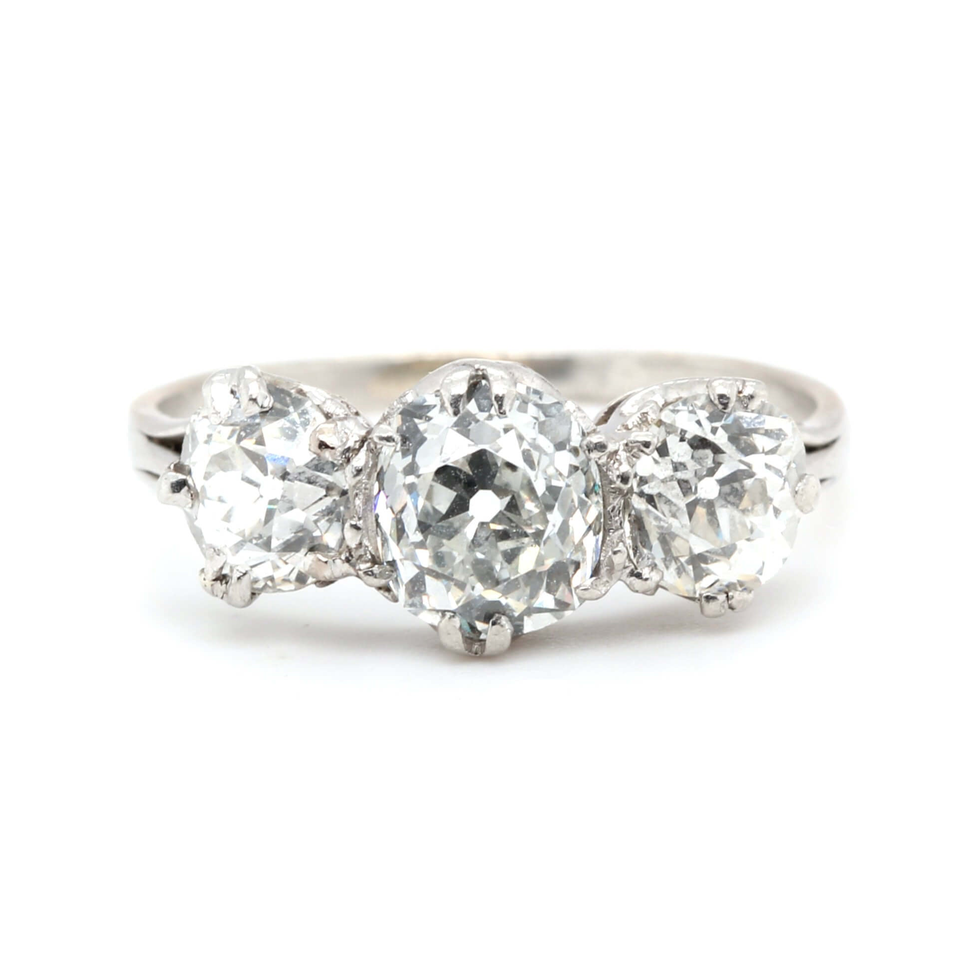 Edwardian Diamond Cushion Cut Ring-Charlotte Sayers Antique Jewellery