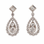 Edwardian Diamond Drop Earrings-Charlotte Sayers Antique Jewellery